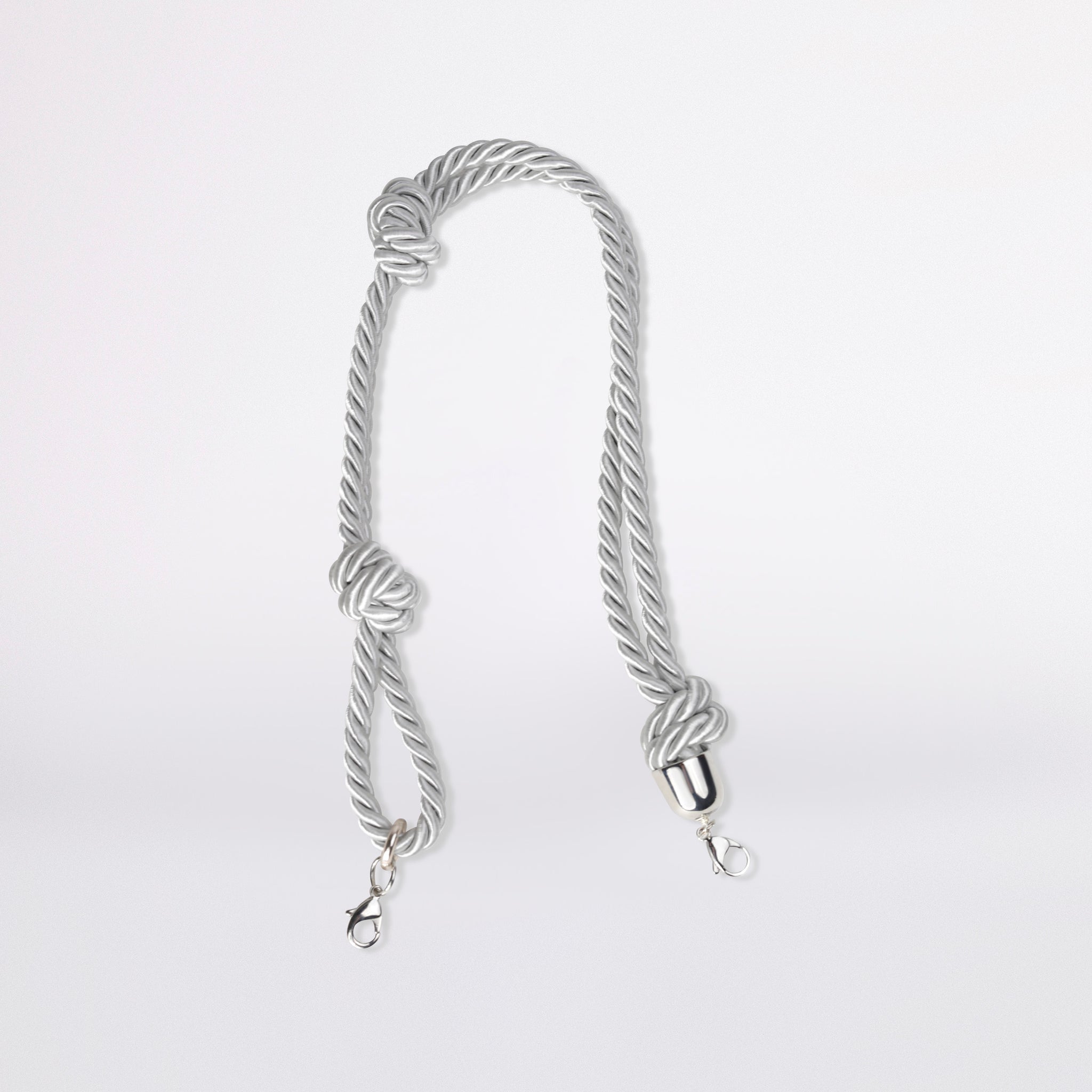 knotted shoulder strap in colore grigio argento