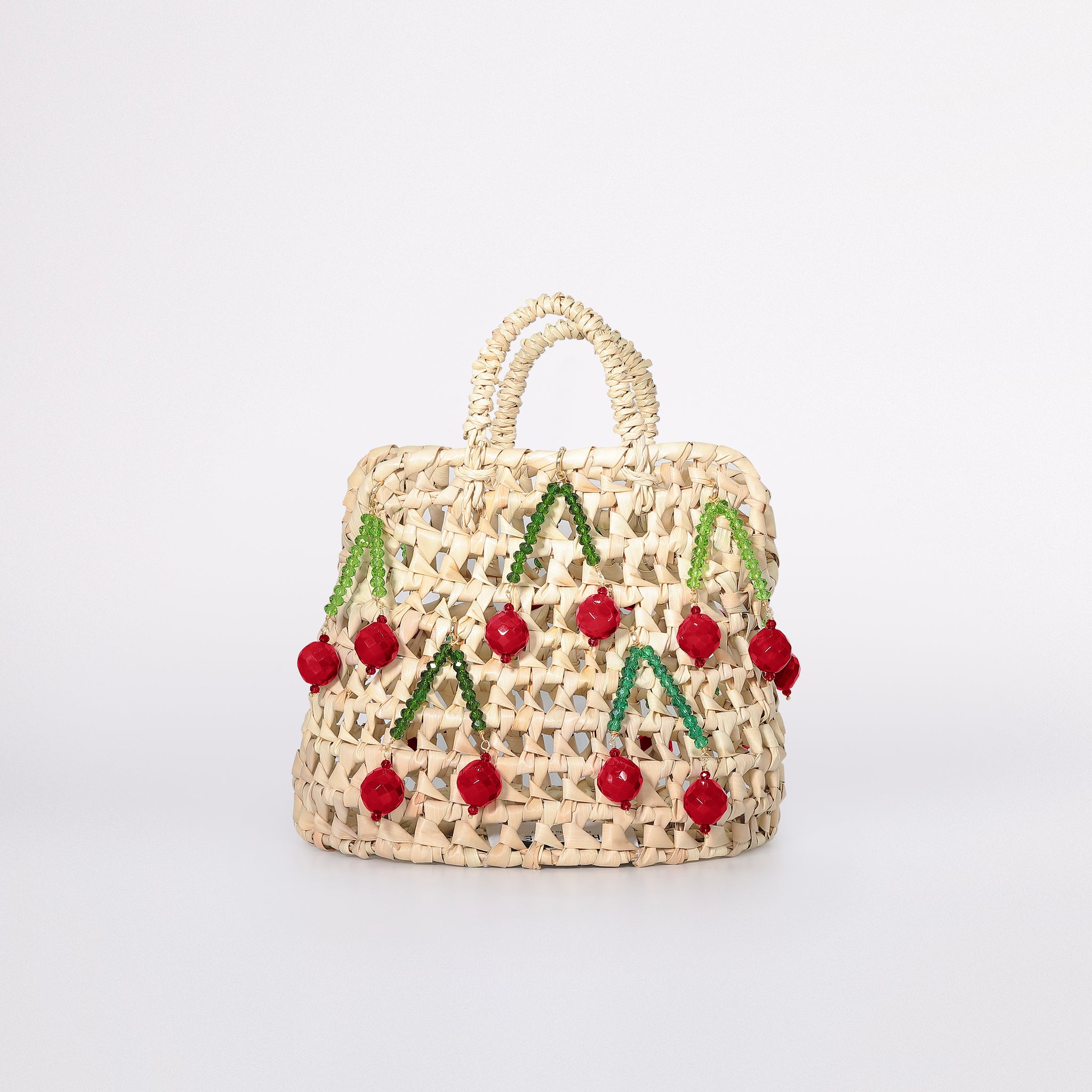 Mini basket Natural Straw handbag in versione cherry basket