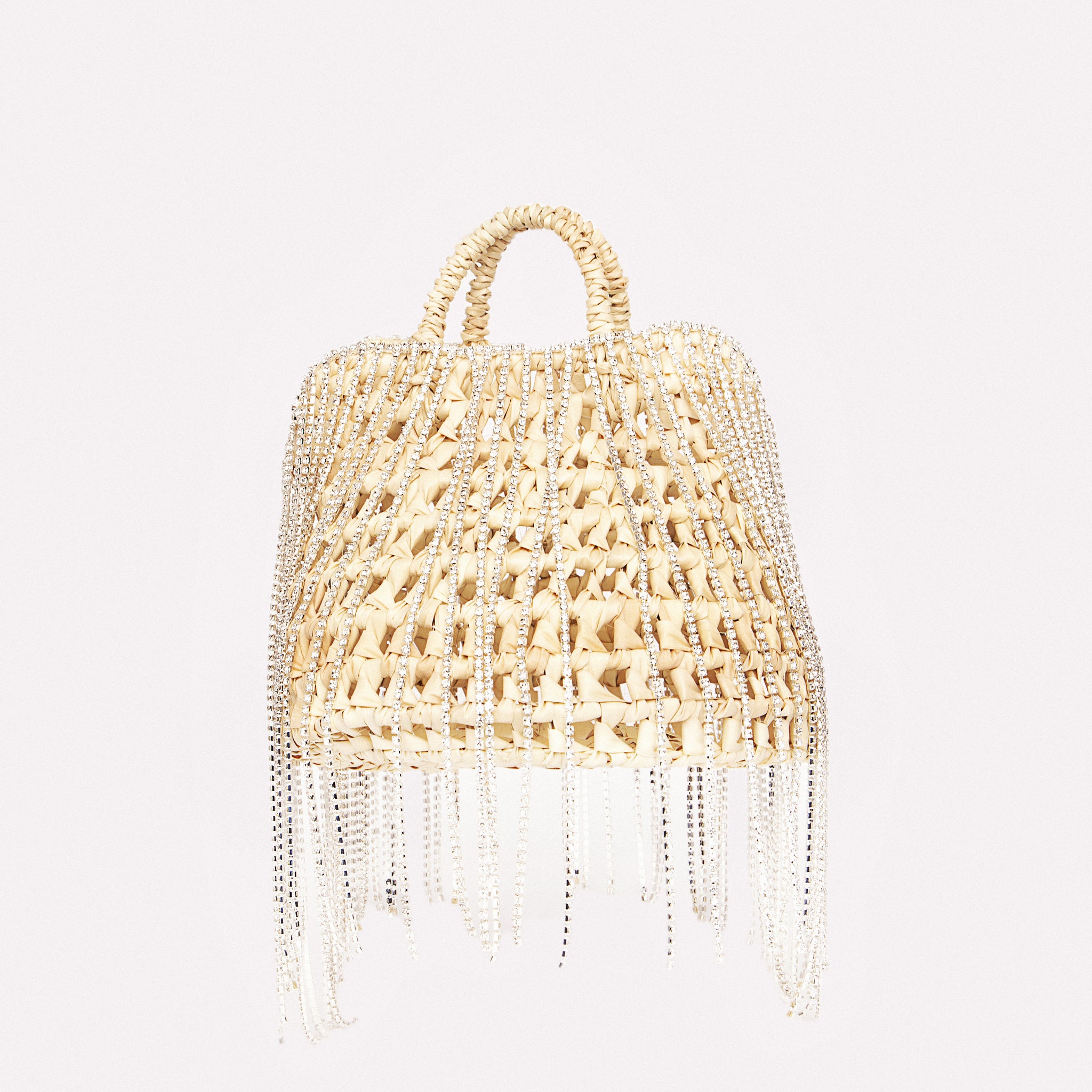 Mini basket Natural Straw handbag in versione sparkling basket