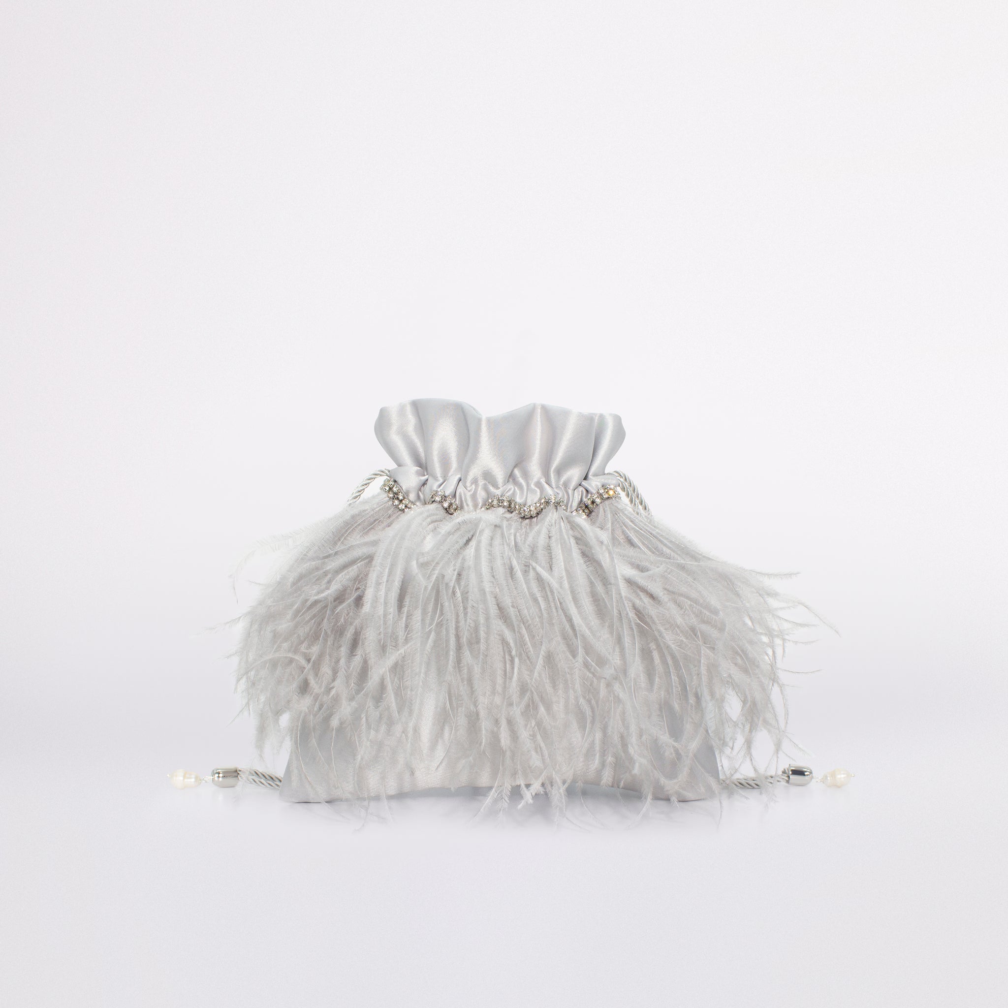 Mini Feathers Bag in colorazione grigio argento