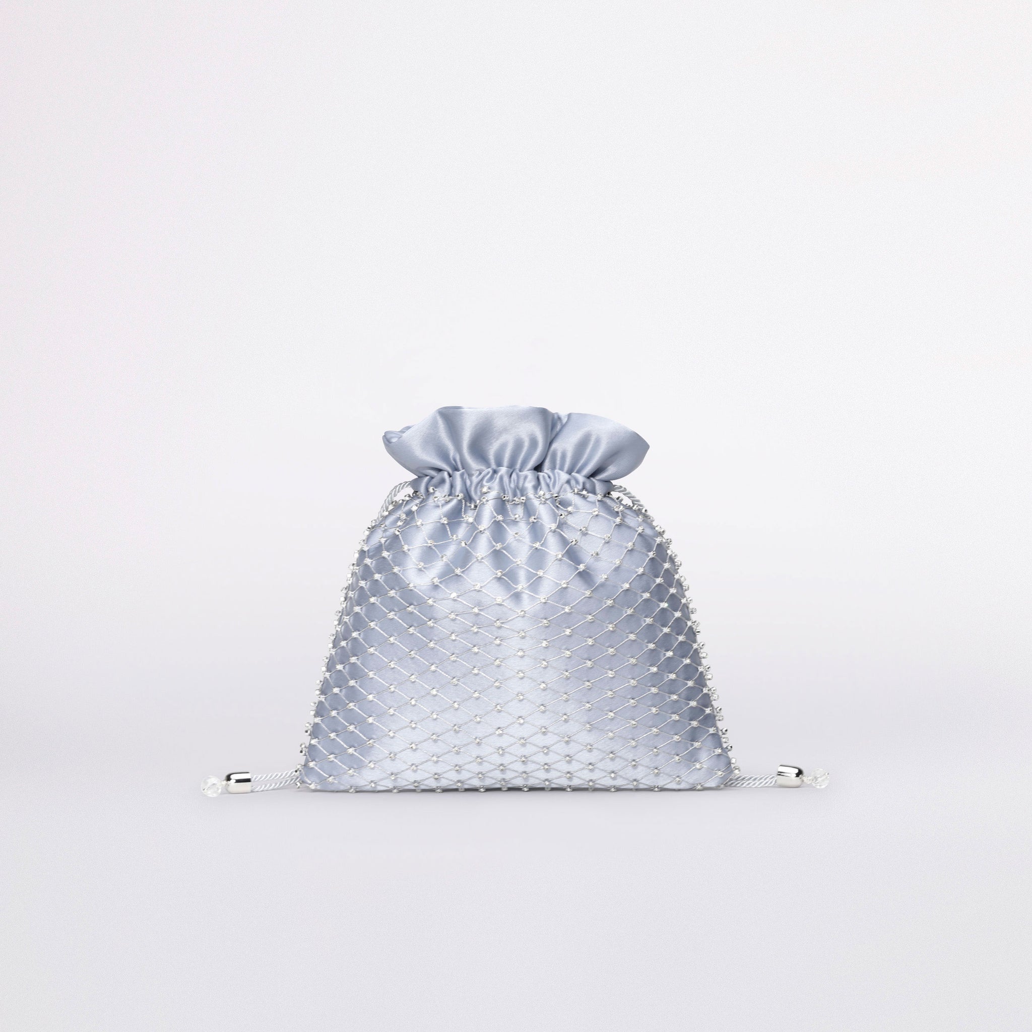 borsa a sacchetto con rete in colorazione celeste
