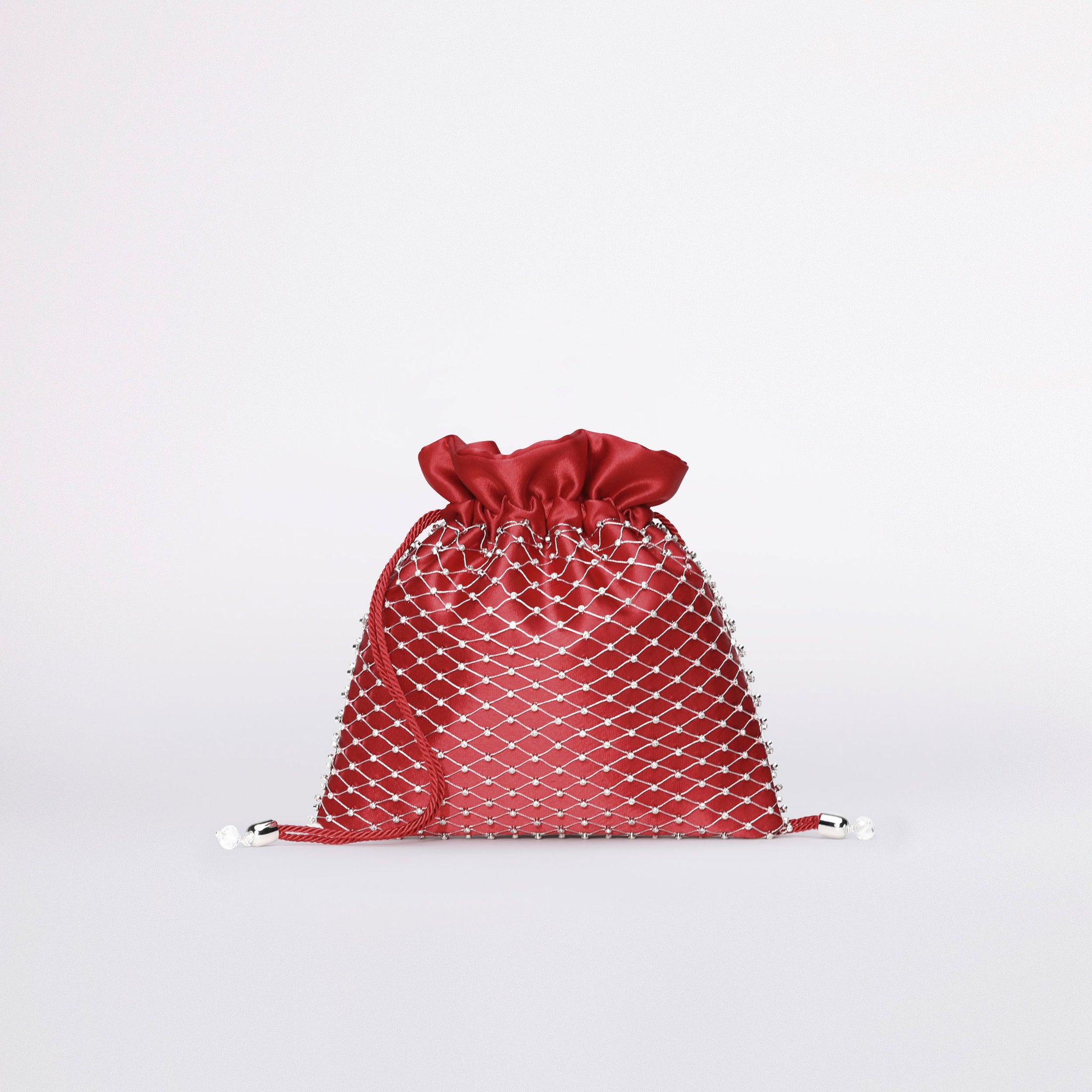 borsa a sacchetto con rete in colorazione rosso
